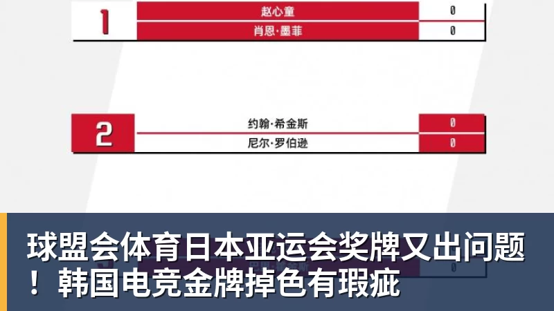 球盟会体育日本亚运会奖牌又出问题！韩国电竞金牌掉色有瑕疵